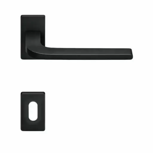 [114445] AD-Tech HELIA-121RBR NEO Maniglia per Porta Rosetta e Bocchetta Bassa Rettangolare 62x32x7mm Foro Patent Zama Finitura Nero Opaco