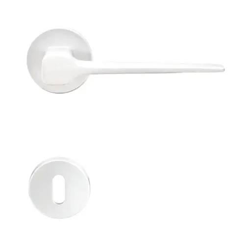 [114449] AD-Tech VOLTA-122RBT BIA Maniglia per Porta Rosetta e Bocchetta Bassa Tonda 50x7mm Foro Patent Zama Finitura Bianco Opaco