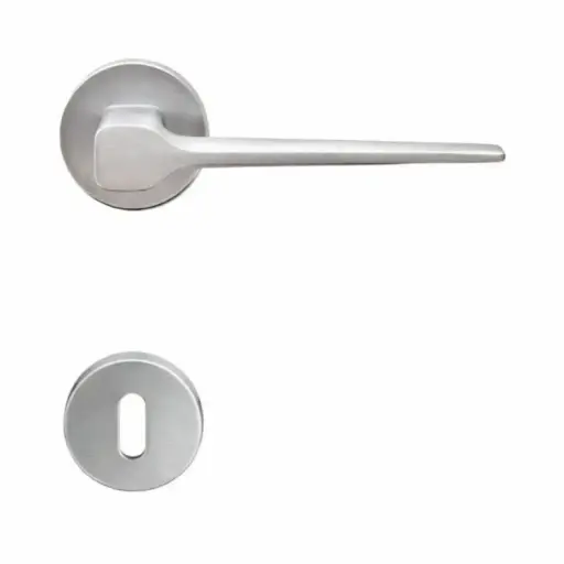 [114450] AD-Tech VOLTA-122RBT CSA Maniglia per Porta Rosetta e Bocchetta Bassa Tonda 50x7mm Foro Patent Zama Finitura Cromo Satinato