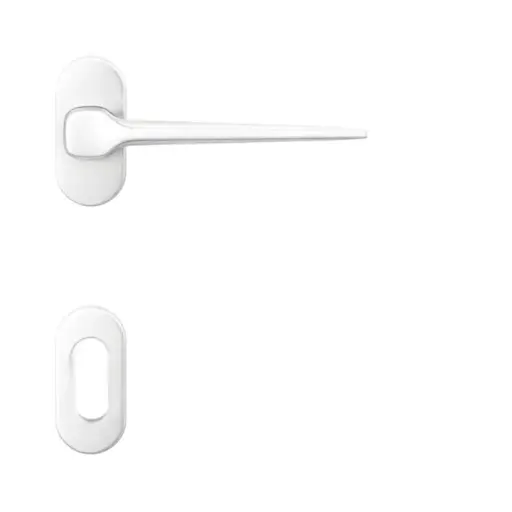 [114452] AD-Tech VOLTA-122RBO BIA Maniglia per Porta Rosetta e Bocchetta Bassa Ovale 62x32x7mm Foro Patent Zama Finitura Bianco Opaco
