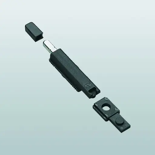 [016824] Savio 1485.1 Terminale Asta in Nylon Nero con Puntale da Ø8mm in Acciaio Zincato + Tassello di Collegamento Asta