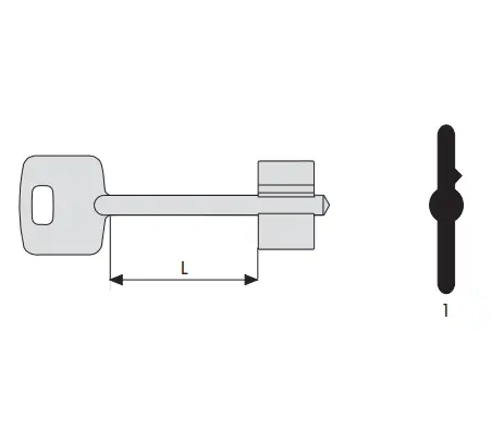 [019007] Cisa 00100001 Chiave Grezza Sbozzo Doppia Mappa 6 Nottolini Collo 35,5mm