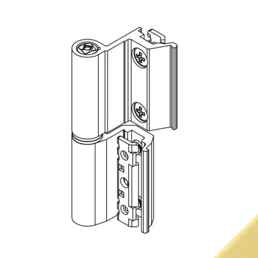 [019608] Giesse 00120040U Cerniera Flash Base per Finestra Profilo CU Reversibile Altezza 93mm Portata 75-85Kg Alluminio Finitura Oro