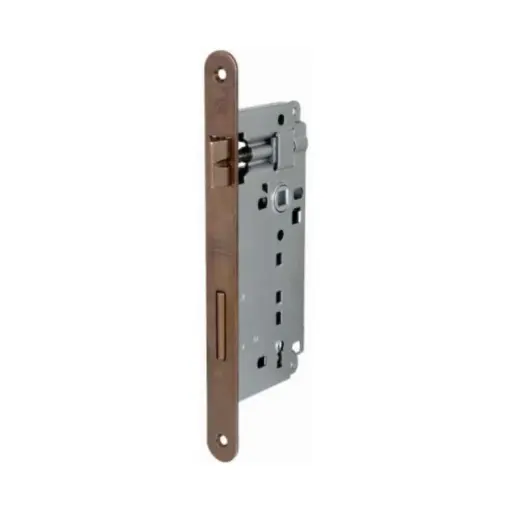 [001883] AGB B005915022 Serratura Patent Incasso per Porta Interni Entrata 50mm Interasse 90mm Bordo Tondo 238x22mm Acciaio Finitura Bronzato