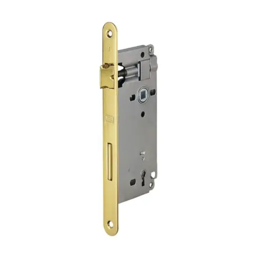 [001887] AGB B005915003 Serratura Patent Incasso per Porta Interni Entrata 50mm Interasse 90mm Bordo Tondo 238x22mm Acciaio Finitura Ottonato Verniciato