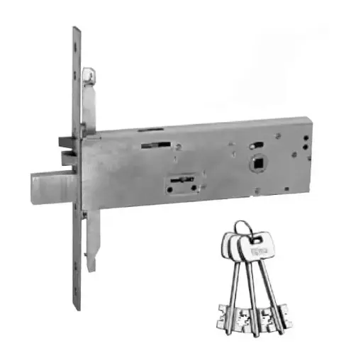 [020857] Iseo 963910902 Elettroserratura Serratura Elettrica Doppia Mappa per Fascia Chiusura Triplice E90mm Frontale 22mm Acciaio Inox