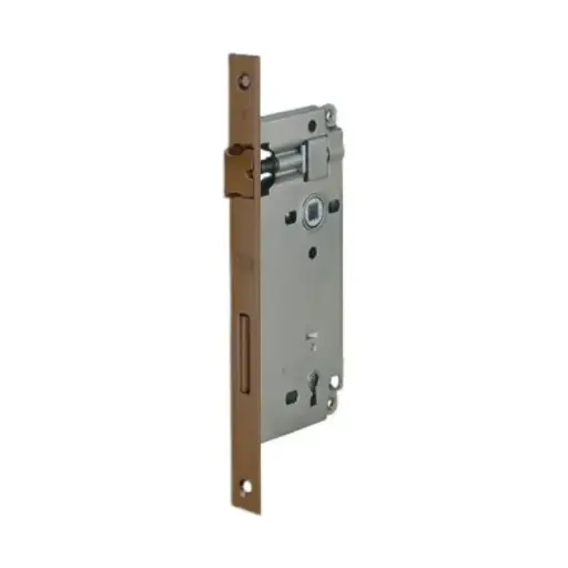 [001894] AGB B005925022 Serratura Patent Incasso per Porta Interni Entrata 50mm Interasse 90mm Bordo Quadro 238x22mm Acciaio Finitura Bronzato Verniciato