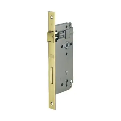 [001900] AGB B005925003 Serratura Patent Incasso per Porta Interni Entrata 50mm Interasse 90mm Bordo Quadro 238x22mm Acciaio Finitura Ottonato Verniciato