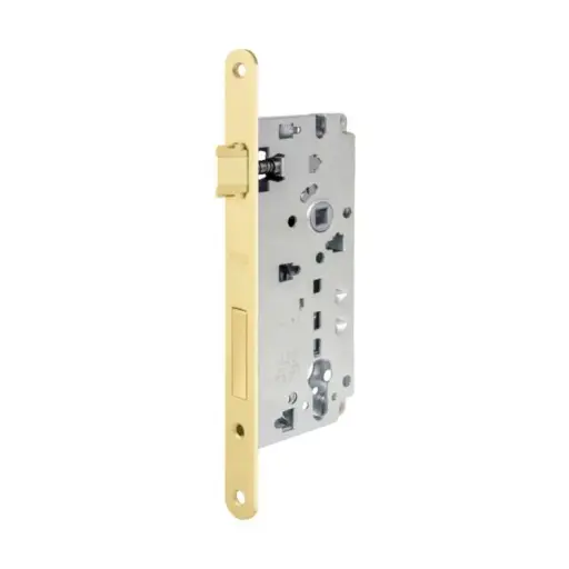 [021605] AGB B808515003 Serratura Sicurezza 2.0 Incasso per Portoncini in Legno Entrata 50mm Interasse 85mm Bordo Tondo 238x22mm Acciaio Finitura Ottonato Verniciato