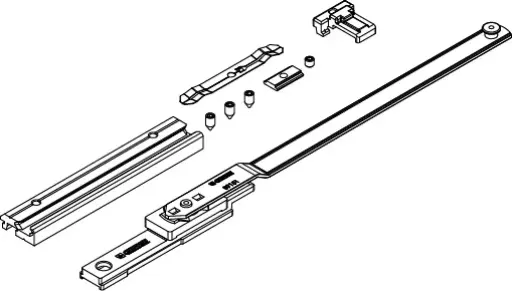 [021673] Giesse 04308000K Braccio Supplementare per Anta Ribalta Maggiore di 1000mm Profilo Erre 40 Materiale Acciaio e Zama Finitura Silver