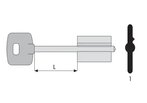 [022297] Cisa 00122001 Chiave Grezza Sbozzo Doppia Mappa 6 Nottolini con Testa Nylon Collo 37mm