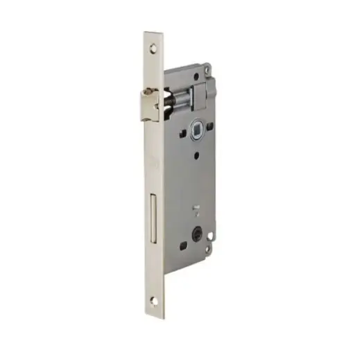 [024077] AGB B005965006 Serratura Patent WC Incasso per Porta Bagno Entrata 50mm Interasse 90mm Bordo Quadro 238x22mm Acciaio Finitura Nichelato