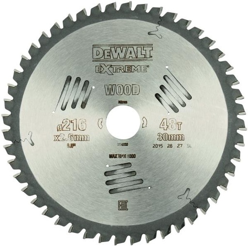 [026156] DeWalt DT4280-QZ Lama Extreme Serie 40 per Legno Ø260x30 con 80 Denti Trapezioidali