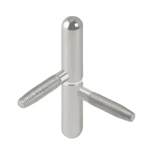 [026457] AGB E031981434 Cerniera Anuba Prolungata per Legno Diametro 14mm Altezza 82,5mm con Boccola Nylon Acciaio Finitura Cromato Opaco