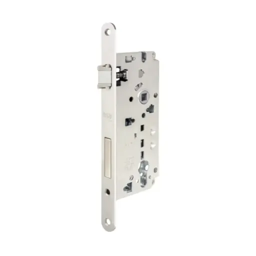 [027138] AGB B808515006 Serratura Sicurezza 2.0 Incasso per Portoncini in Legno Entrata 50mm Interasse 85mm Bordo Tondo 238x22mm Acciaio Finitura Nichelato