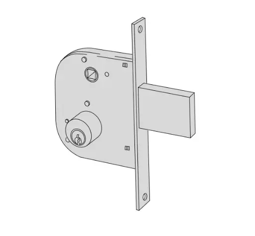 [000252] Cisa 42310500 Serratura 1 Mandata da Infilare a Cilindro per Cancelli E50 F. 22mm con quadro Maniglia Passante