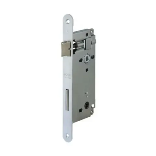 [031242] AGB B005955034 Serratura Patent WC Incasso per Porta Bagno Entrata 50mm Interasse 90mm Bordo Tondo 238x22mm Acciaio Finitura Cromato Opaco