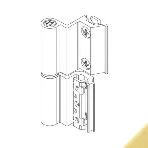 [034590] Giesse 00121040U Cerniera Flash Base per Terza Anta Profilo CU Altezza 93mm Portata 75-85Kg Alluminio Finitura Oro