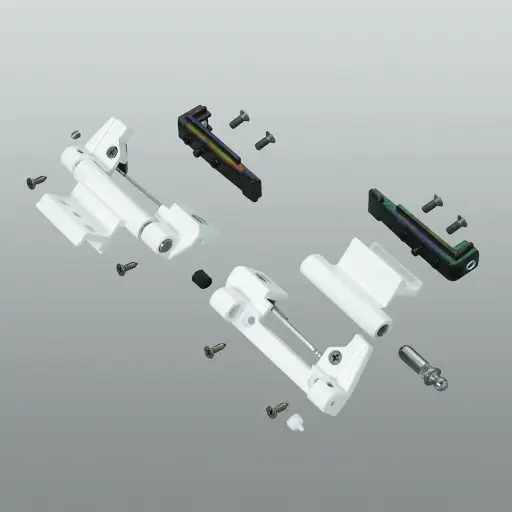 [035099] Savio 3150.830 Kit Cerniere da Agganciare per Anta Affiancata a Ribantatre 150 Profilo CU Finitura PVD Inox