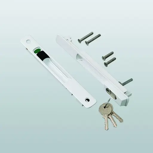 [003330] Savio 2073.1 Modulodue Maniglia ad Incasso Doppia per Scorrevole con Cilindro 196x24mm Finitura Verniciato Avorio