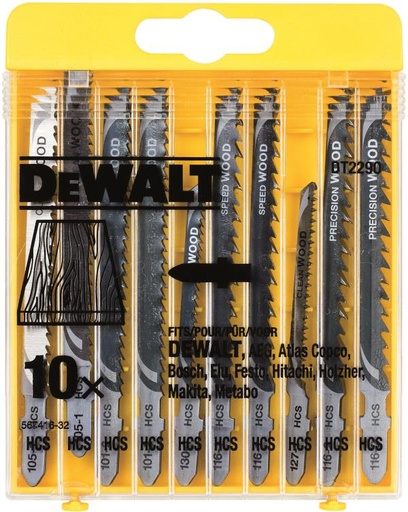 [042525] DeWalt DT2294-QZ Kit 10 Set 10 pezzi Lame Seghetto per tagli su legno e metallo