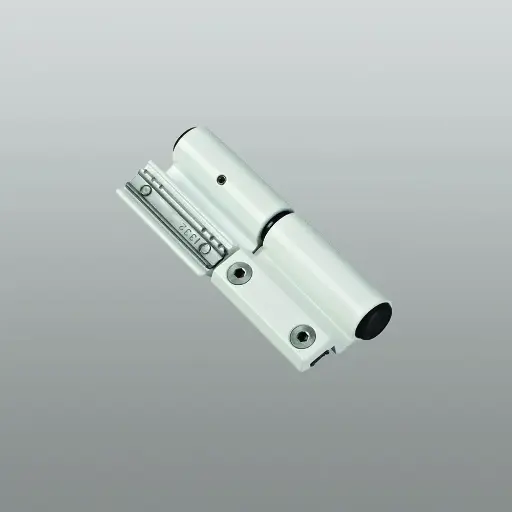 [042790] Savio 1124.50 Summa Cerniera Registrabile 2 Ali per Profilo R40 Terza Anta Centro di Rotazione 15mm Portata 100-120Kg Finitura Verniciato Bianco