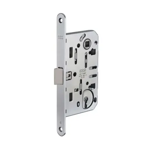 [043484] AGB B011015034 Serratura Mediana Evolution Incasso per Porta Interna con Chiave Entrata 50mm Interasse 90mm Bordo Tondo 196x18mm Acciaio Finitura Cromato Opaco