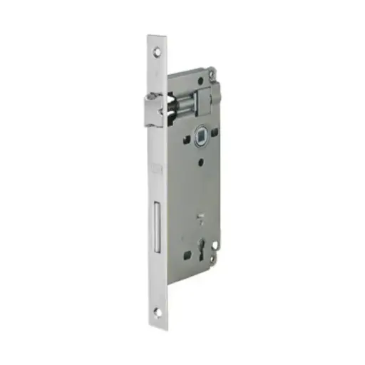 [044976] AGB B005924034 Serratura Patent Incasso per Porta Interni Entrata 40mm Interasse 90mm Bordo Quadro 238x22mm Acciaio Finitura Cromato Opaco