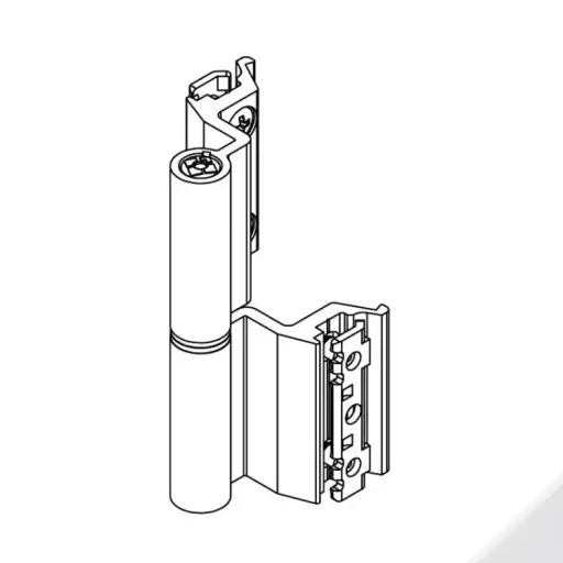 [045122] Giesse 00129410U Cerniera Flash Base per Terza Anta Profilo Erre 40 Altezza 93mm Portata 75-85Kg Alluminio Finitura Bianco