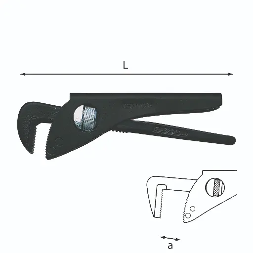[004243] Usag U03080003 308 Giratubi Modello Leggero con Ganasce a 90° Capacità Tubo 1¾" Apertura 75mm Lunghezza 275mm