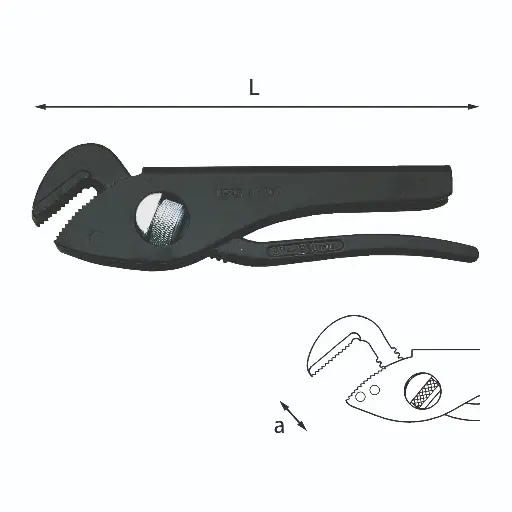 [004247] Usag U03090003 309 Giratubi Modello Leggero con Ganasce a 45° Capacità Tubo 2" Apertura 80mm Lunghezza 300mm