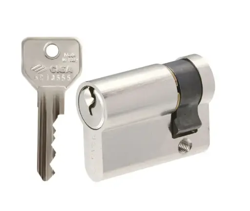 [046941] Cisa 0G30402012 Mezzo Cilindro C2000 Sagomato 30/10 Cam Reg Nichelato