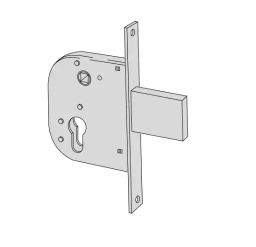 [004334] Cisa 42312500 Serratura 1 Mandata da Infilare a Cilindro per Cancelli E50 F. 22mm con quadro Maniglia Passante