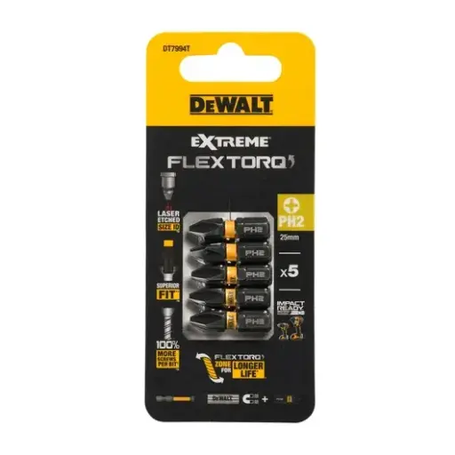 [051256] DeWalt DT7994T-QZ Blister 5 Inserti Impact Torsion Philips PH2 da 25mm 
