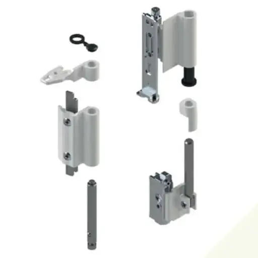 [053214] Giesse 04711410 Kit Cerniere Futura 3D 130 per Anta Ribalta Profilo CU Alluminio e Zama Finitura Bianco