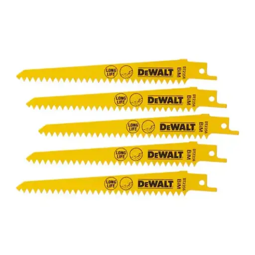 [053837] DeWalt DT2356-QZ Set 5 Lame per Sega Orizzontale in Acciaio al Cobalto Lunghezza 152mm