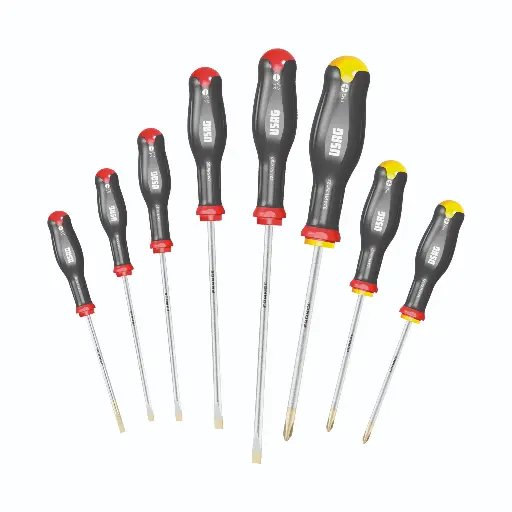 [054071] Usag U03240650 324SH8 Set 8 Giraviti Cacciaviti per Viti con Intaglio Spaccati e Croce Phillips