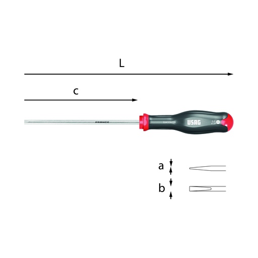 [054124] Usag U03240403 324 Giravite Cacciavite Spaccato per Viti con Intaglio 0,8x4x100 Lunghezza 204mm