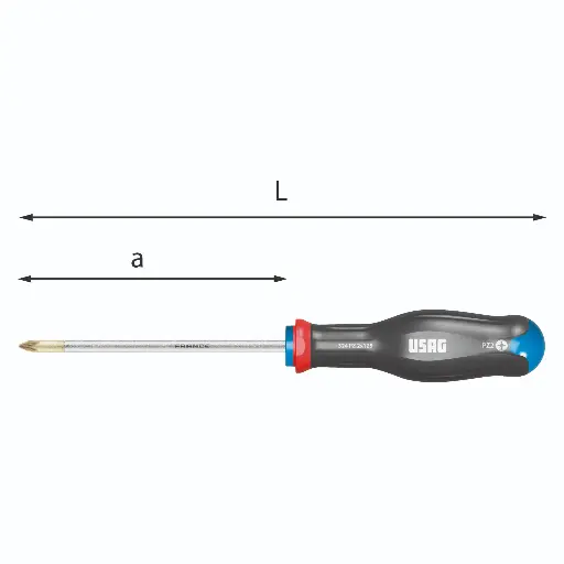 [054134] Usag U03240458 324PZ Giravite Cacciavite Croce per Viti Pozidriv - Supadriv 2x100 Lunghezza 220mm