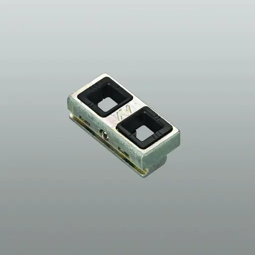 [054313] Savio 1414W Ferrogliera Doppia Registrabile per Ribalta Dimensioni 43x20x13mm Finitura Zincata Bianca