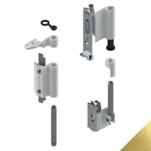 [054412] Giesse 04711040 Kit Cerniere Futura 3D 130 per Anta Ribalta Profilo CU Alluminio e Zama Finitura Trend Oro
