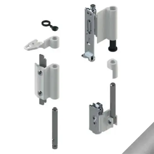 [054413] Giesse 04711350 Kit Cerniere Futura 3D 130 per Anta Ribalta Profilo CU Alluminio e Zama Finitura Cromo Satinato