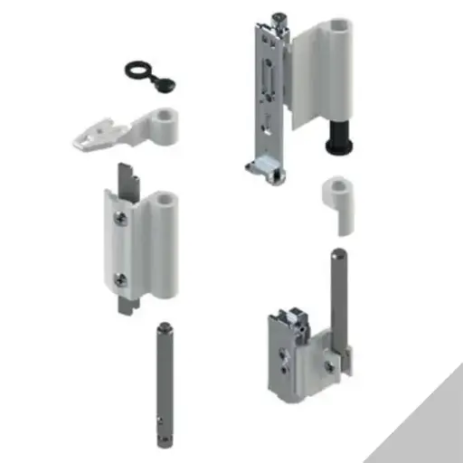 [054422] Giesse 04711376 Kit Cerniere Futura 3D 130 per Anta Ribalta Profilo CU Alluminio e Zama Finitura Argento