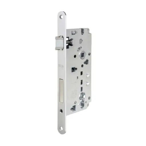 [054476] AGB B808516034 Serratura Sicurezza 2.0 Incasso per Portoncini in Legno Entrata 60mm Interasse 85mm Bordo Tondo 238x22mm Acciaio Finitura Cromato Opaco