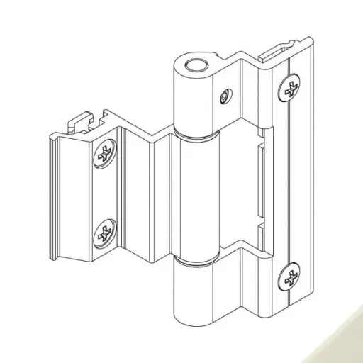[057865] Giesse 00601430N Cerniera Bridge 2 per Terza Anta Serramento Profilo CU Altezza 93mm Portata 90-100Kg Alluminio Finitura Perla