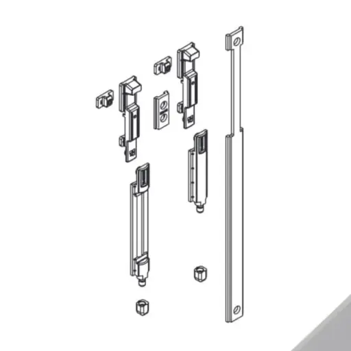 [058169] Giesse 04274000K Kit Catenacci Verticali Giap per Anta Secondaria Profilo CU Registrabile Alluminio e Poliammide Finitura Grigio