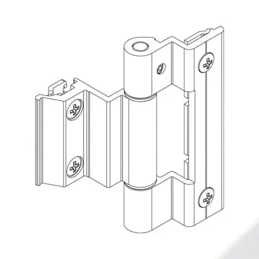 [059327] Giesse 00601410N Cerniera Bridge 2 per Terza Anta Serramento Profilo CU Altezza 93mm Portata 90-100Kg Alluminio Finitura Bianco