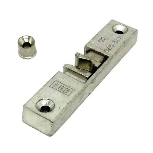 [060142] AGB A48010CR18 Scrocco Chiusura Temporanea per Serramento Dimensione 84x23x9,3mm Aria 12mm Interasse 13mm Battuta 18mm Zama Finitura Argento