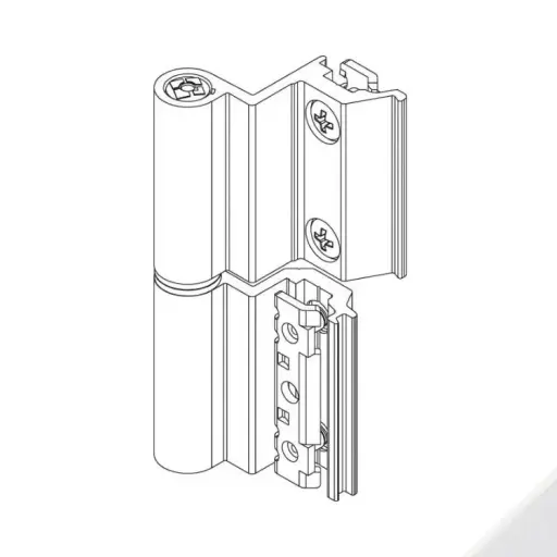 [005725] Giesse 00121410U Cerniera Flash Base per Terza Anta Profilo CU Altezza 93mm Portata 75-85Kg Alluminio Finitura Bianco