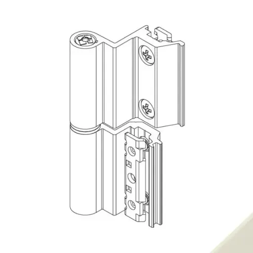 [005726] Giesse 00121430U Cerniera Flash Base per Terza Anta Profilo CU Altezza 93mm Portata 75-85Kg Alluminio Finitura Perla